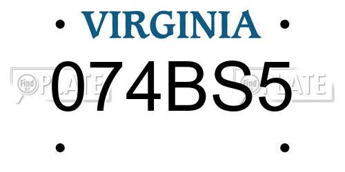 074BS5 Virginia License Plate