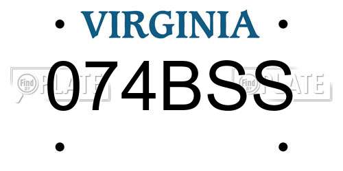 074BSS Virginia License Plate