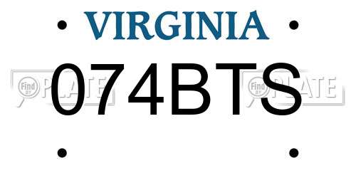 074BTS Virginia License Plate