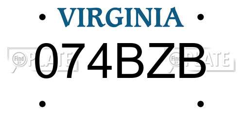 074BZB Virginia License Plate