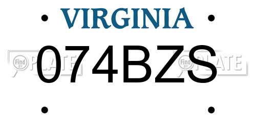 074BZS Virginia License Plate