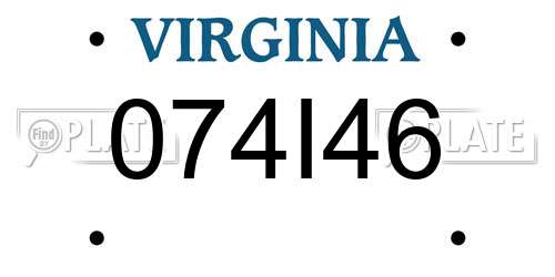 074I46 Virginia License Plate