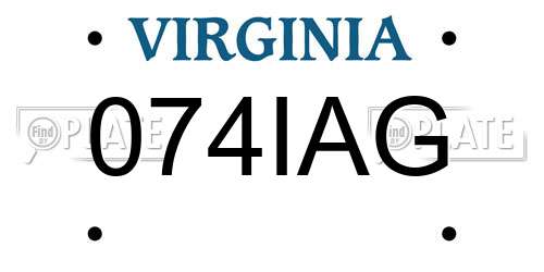074IAG Virginia License Plate