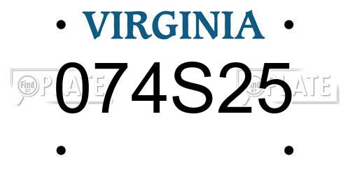 074S25 Virginia License Plate