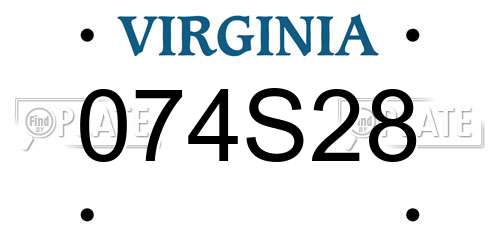074S28 Virginia License Plate