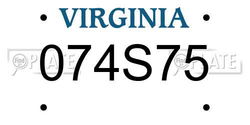 074S75 Virginia License Plate