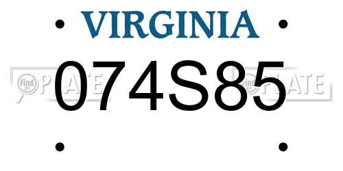 074S85 Virginia License Plate