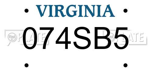 074SB5 Virginia License Plate