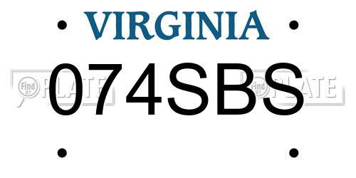 074SBS Virginia License Plate