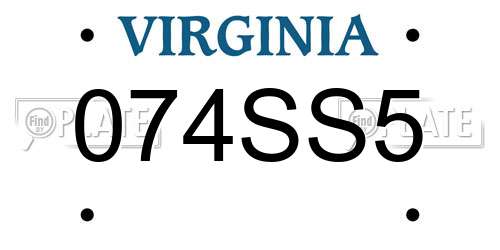074SS5 Virginia License Plate