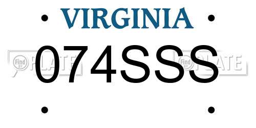 074SSS Virginia License Plate