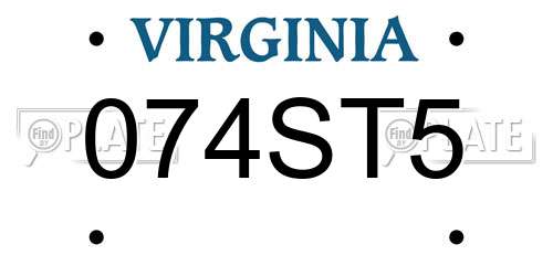 074ST5 Virginia License Plate