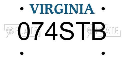 074STB Virginia License Plate