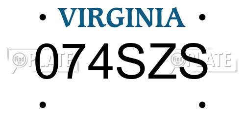074SZS Virginia License Plate