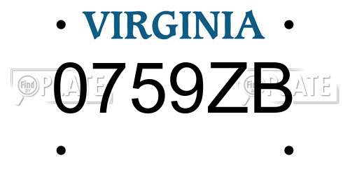 0759ZB Virginia License Plate