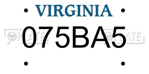 075BA5 Virginia License Plate