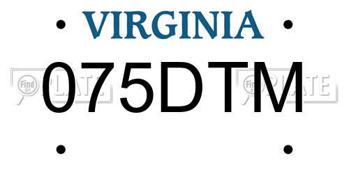 075DTM Virginia License Plate