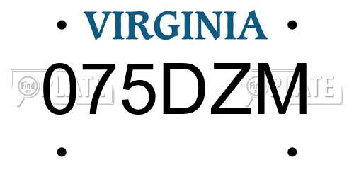 075DZM Virginia License Plate