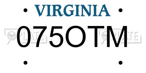 075OTM Virginia License Plate