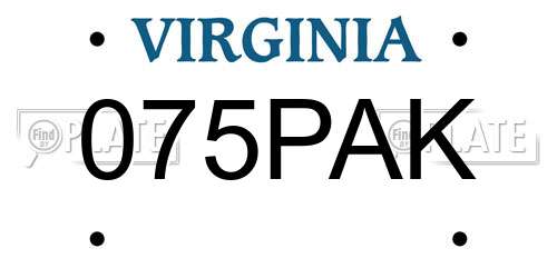075PAK Virginia License Plate