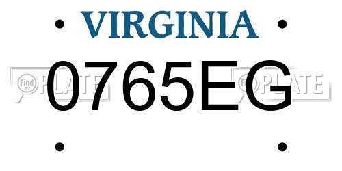 0765EG Virginia License Plate