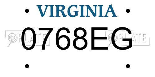 0768EG Virginia License Plate