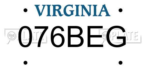 076BEG Virginia License Plate