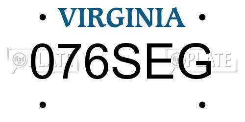 076SEG Virginia License Plate