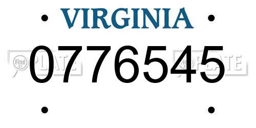 0776545 Virginia License Plate