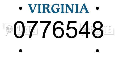 0776548 Virginia License Plate