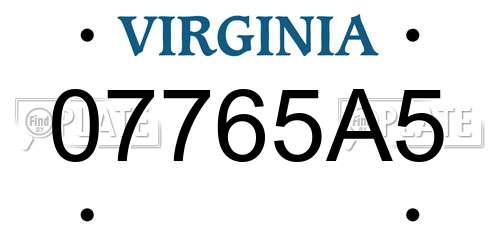 07765A5 Virginia License Plate