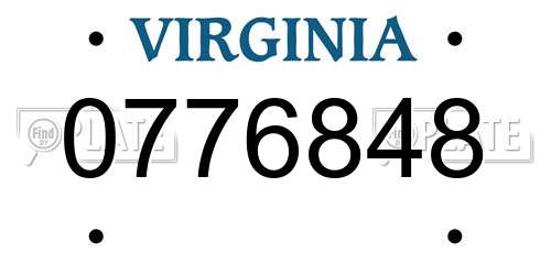 0776848 Virginia License Plate