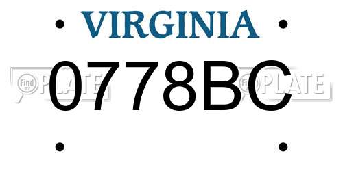 0778BC Virginia License Plate