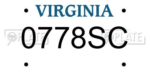 0778SC Virginia License Plate