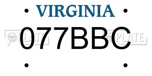 077BBC Virginia License Plate