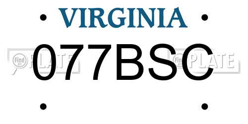 077BSC Virginia License Plate