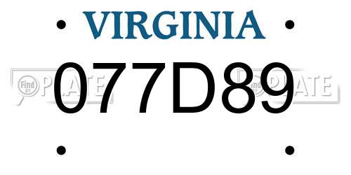 077D89 Virginia License Plate