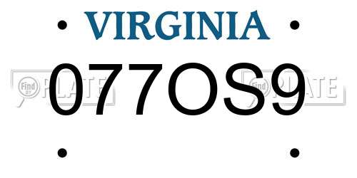 077OS9 Virginia License Plate