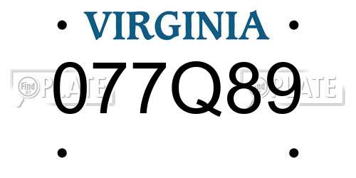 077Q89 Virginia License Plate