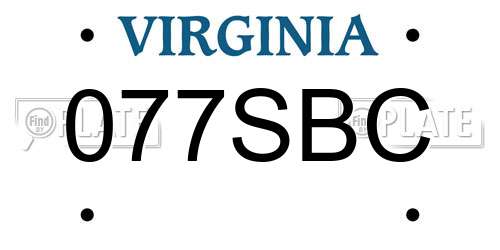 077SBC Virginia License Plate