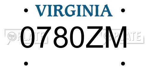 0780ZM Virginia License Plate
