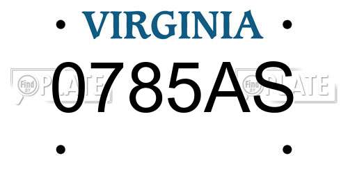0785AS Virginia License Plate