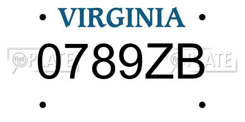 0789ZB Virginia License Plate