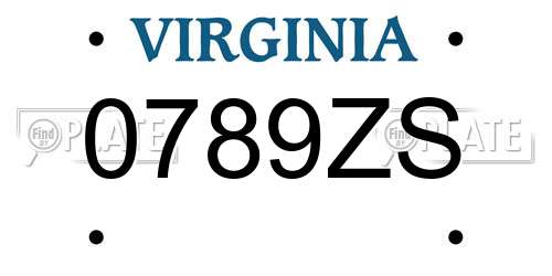 0789ZS Virginia License Plate