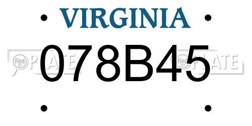 078B45 Virginia License Plate