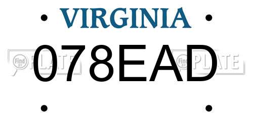 078EAD Virginia License Plate