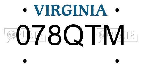 078QTM Virginia License Plate