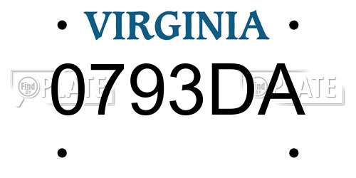 0793DA Virginia License Plate