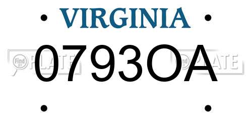 0793OA Virginia License Plate