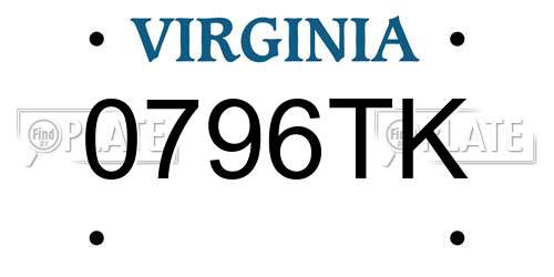 0796TK Virginia License Plate